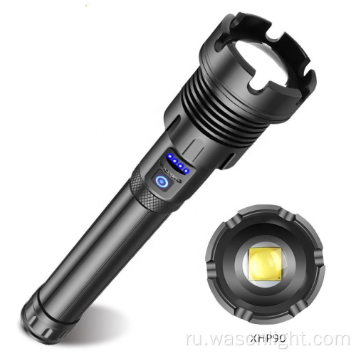 Горячая продажа двойной источник света XHP70/90 Самый мощный и самый яркий перезаряжаемый фонарь
